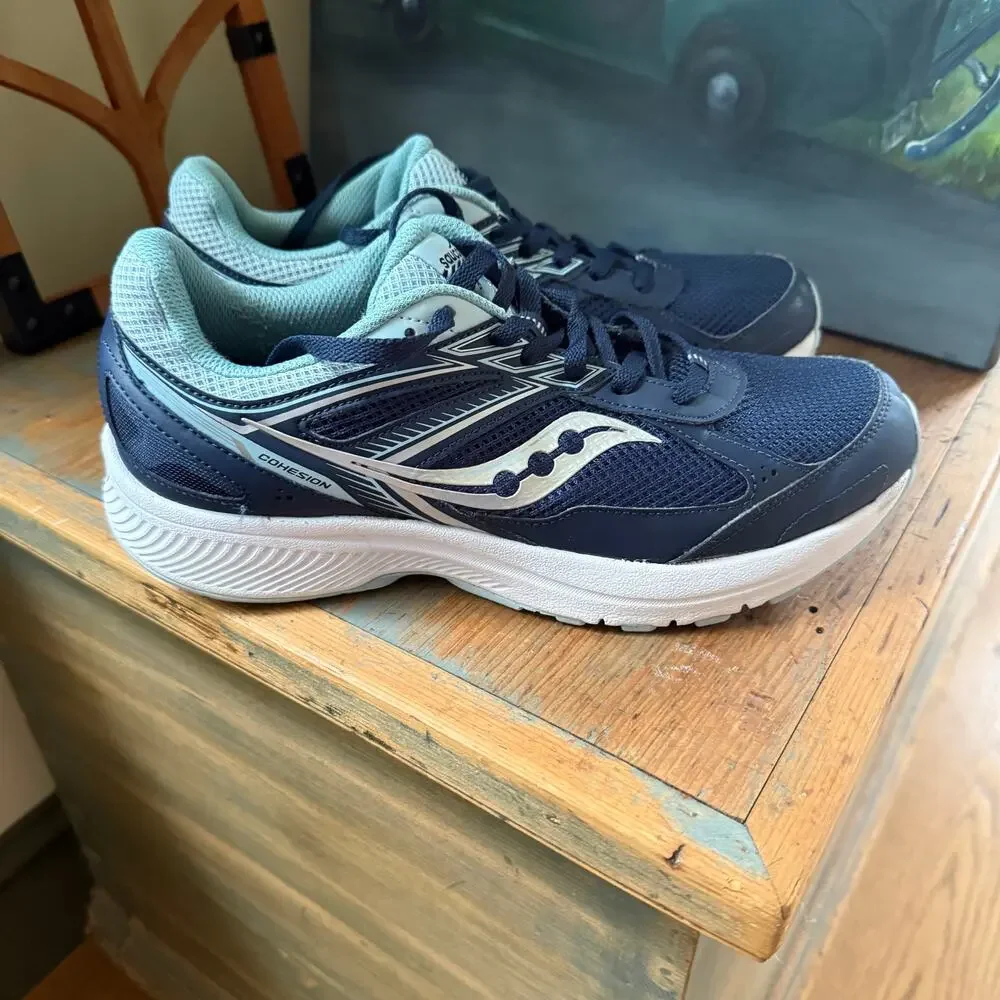 Saucony Cohesion 14 XT Running Sneaker SZ 10 Navy Sport Casual Walk NO INSOLE